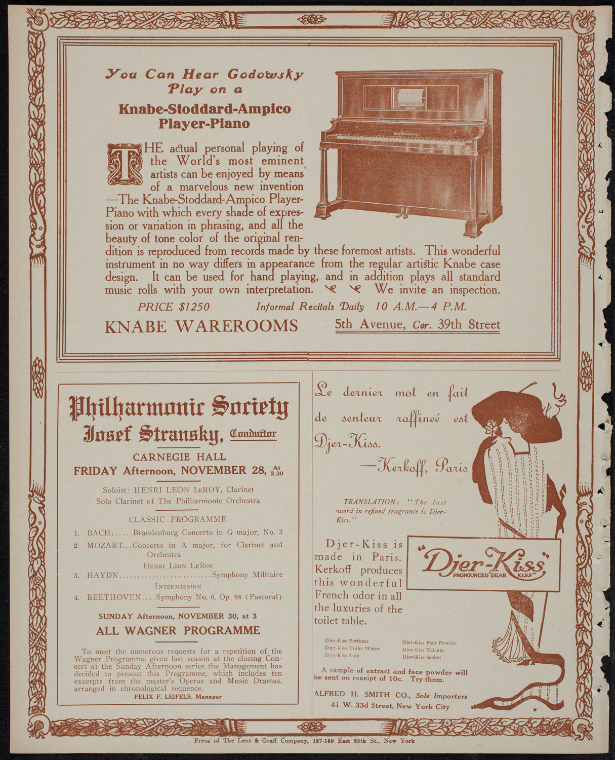 Josef Hofmann, Piano, November 25, 1913, program page 12