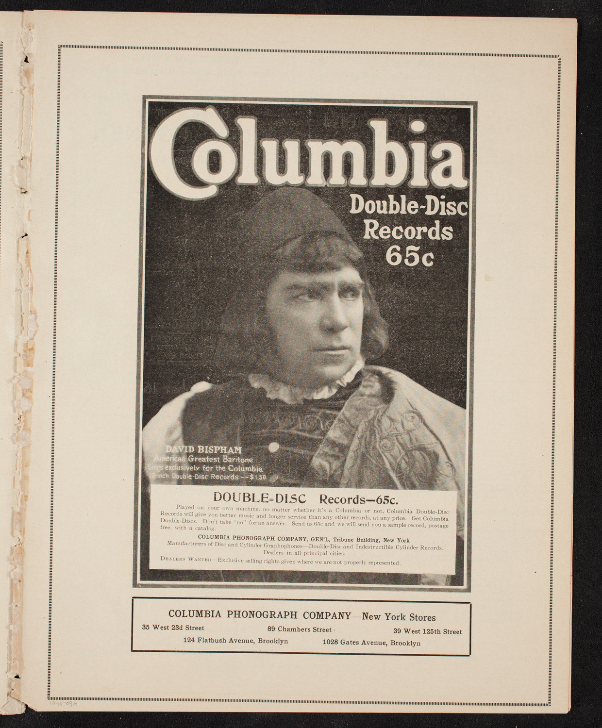 David Bispham, Baritone, October 10, 1909, program page 11