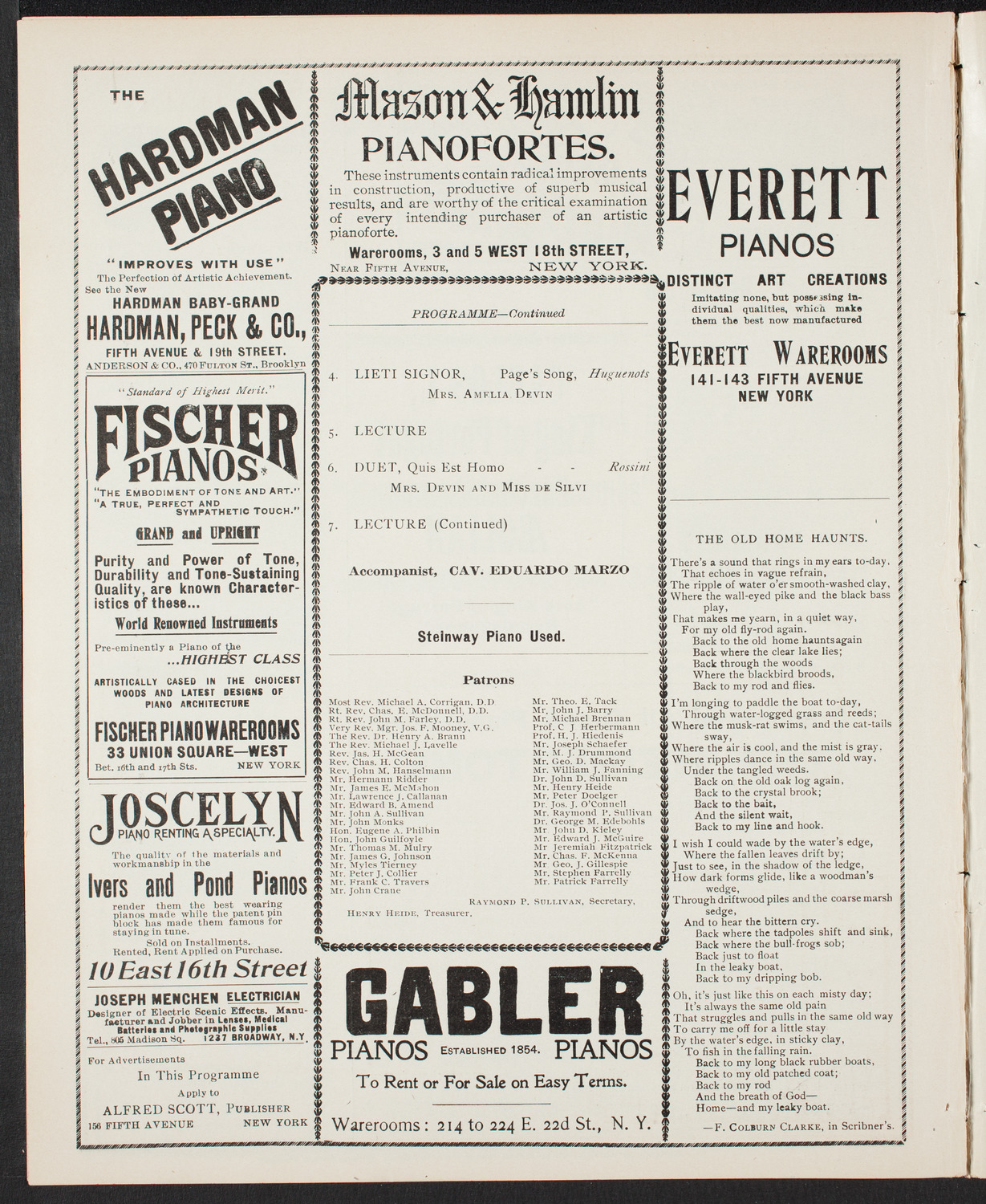Lecture by Canon Schmitz Didier, March 12, 1901, program page 6