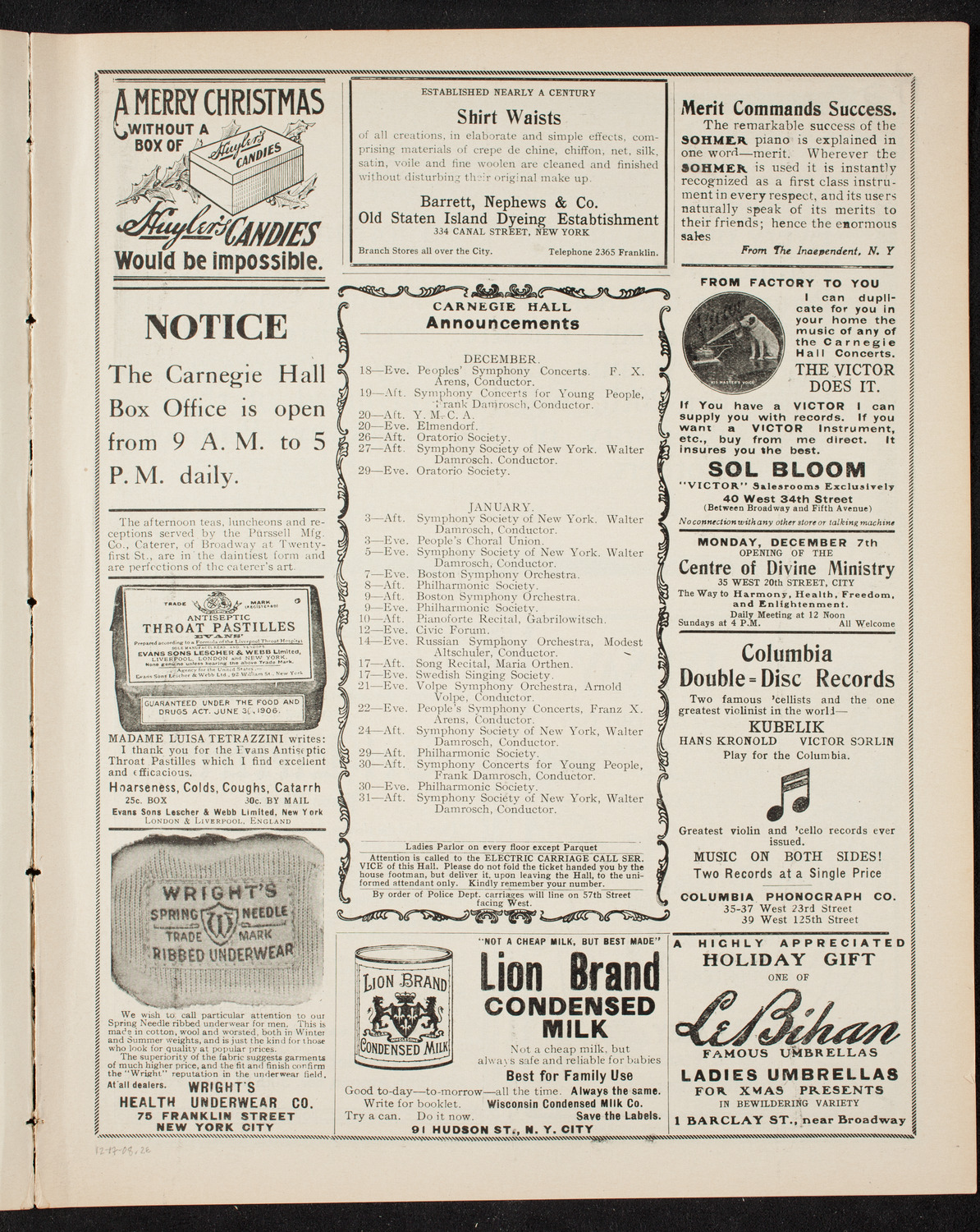 Musical Art Society of New York, December 17, 1908, program page 3