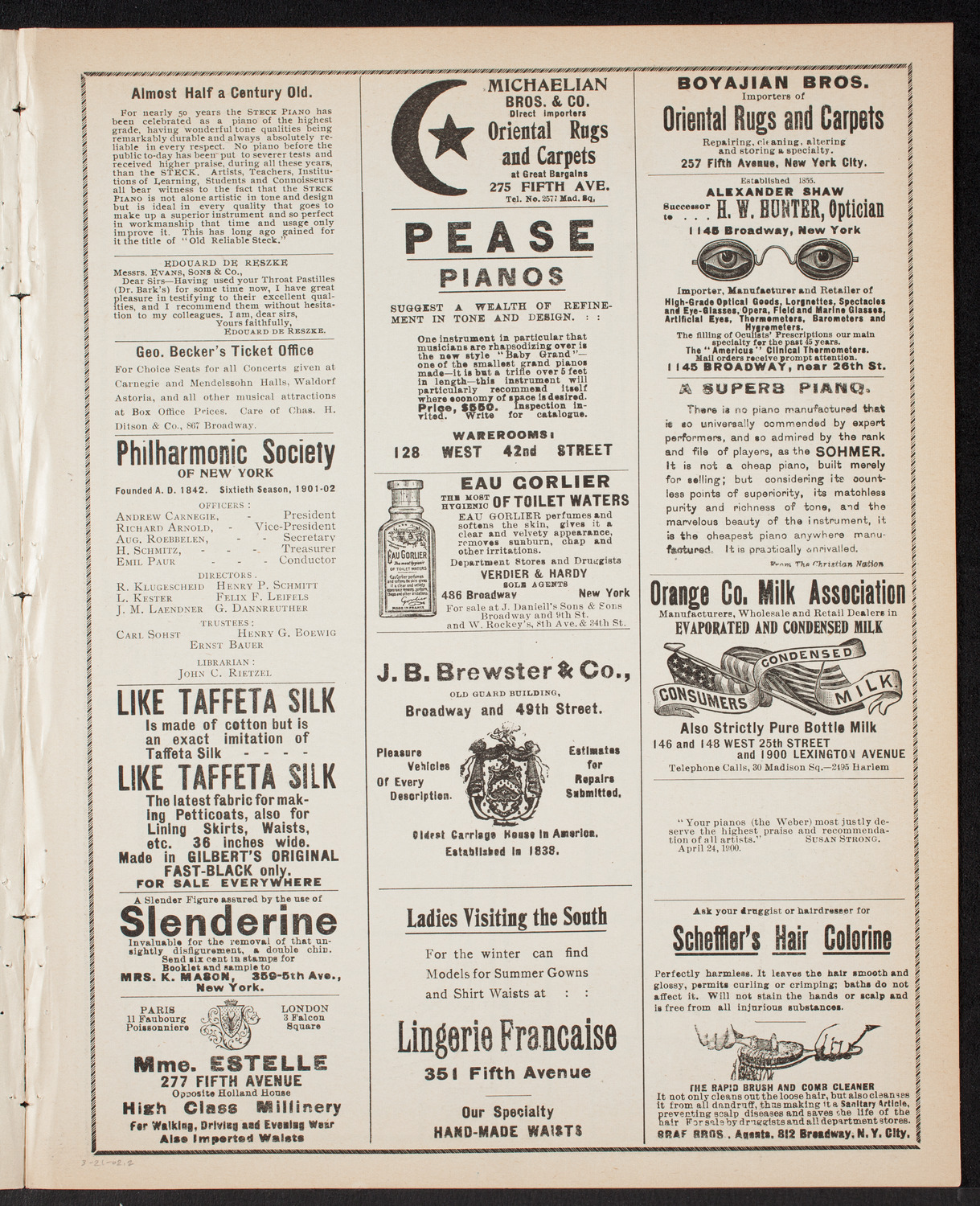 Jan Kubelik, Violin, with Maria Victoria Torrilhon, Piano, March 21, 1902, program page 3