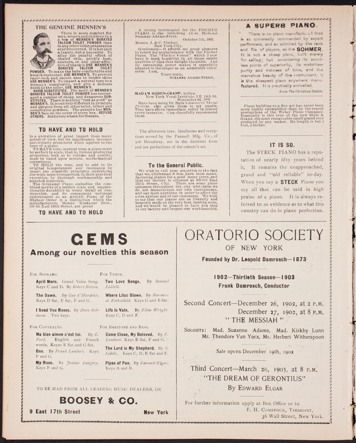 New York Philharmonic, December 20, 1902, program page 10