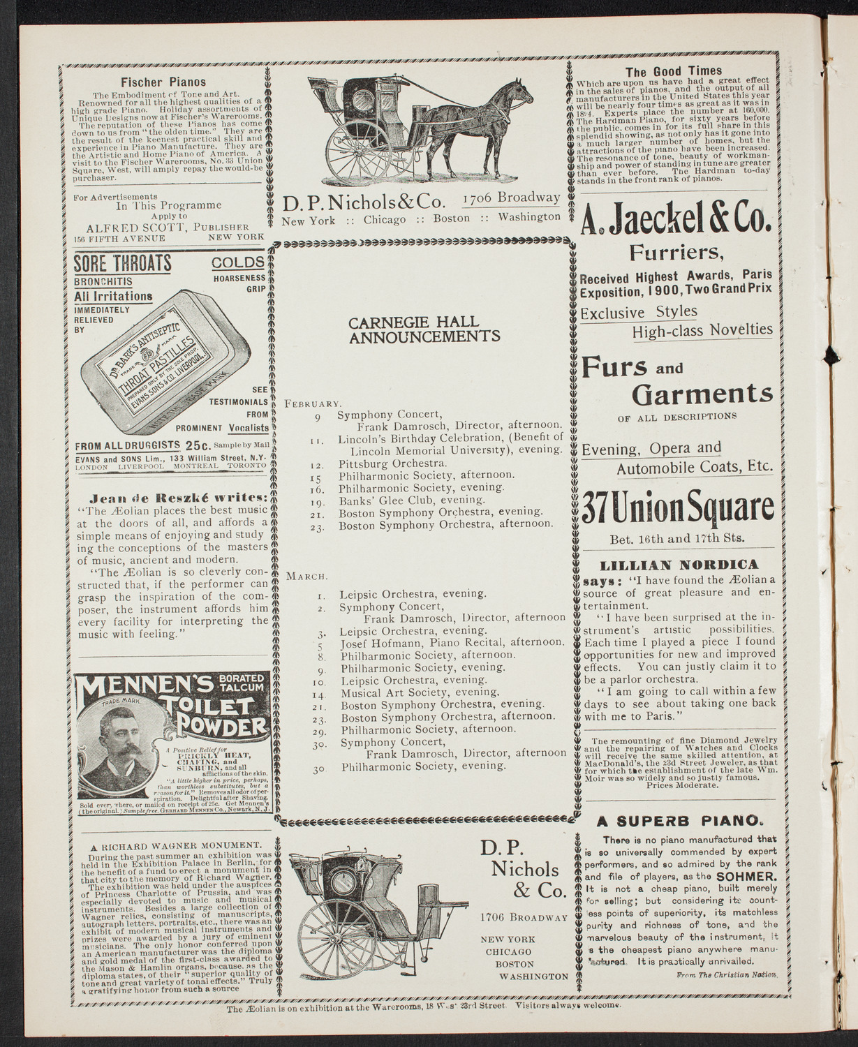 Meeting: YMCA - Mass Meeting for Men, February 3, 1901, program page 2