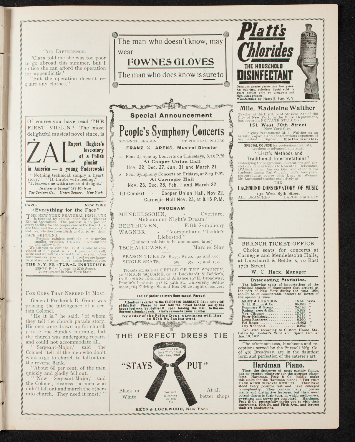 New York College of Music Faculty Concert, October 28, 1906, program page 9