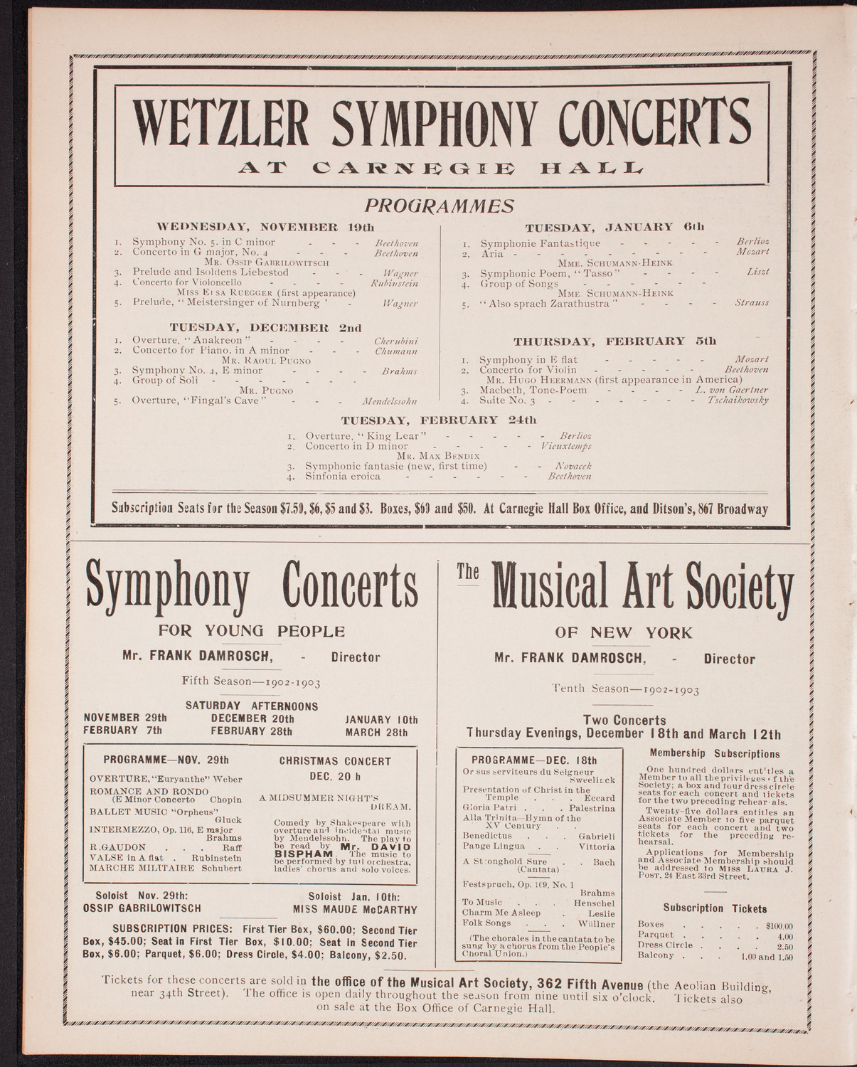 Marcella Sembrich, Soprano, November 12, 1902, program page 6