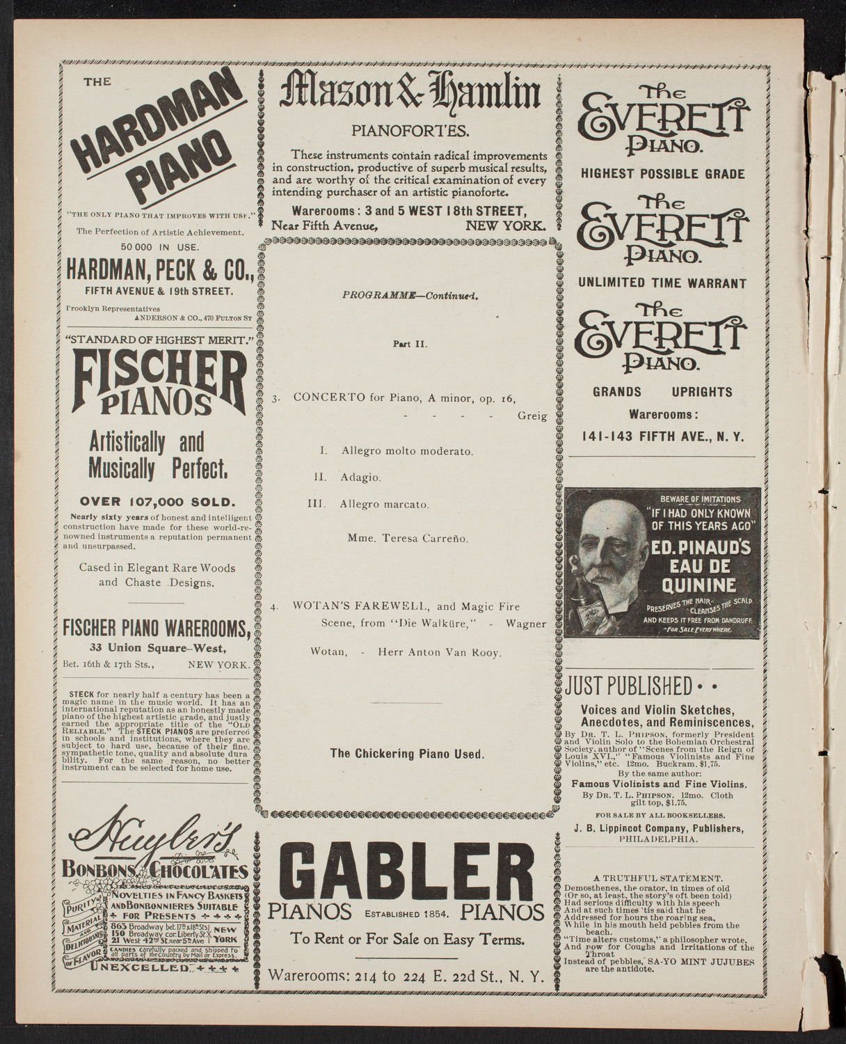 New York Philharmonic, April 7, 1899, program page 6