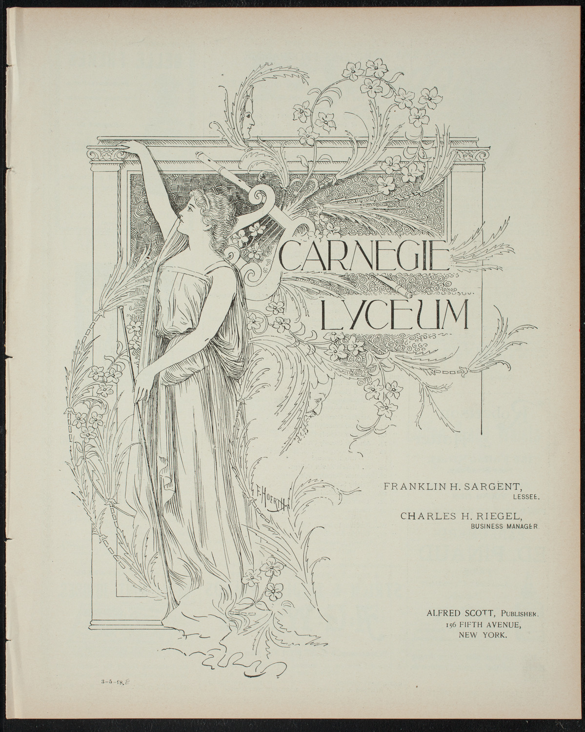 Cercle Choral et Dramatique Francais "La Cigale", March 5, 1898, program page 1