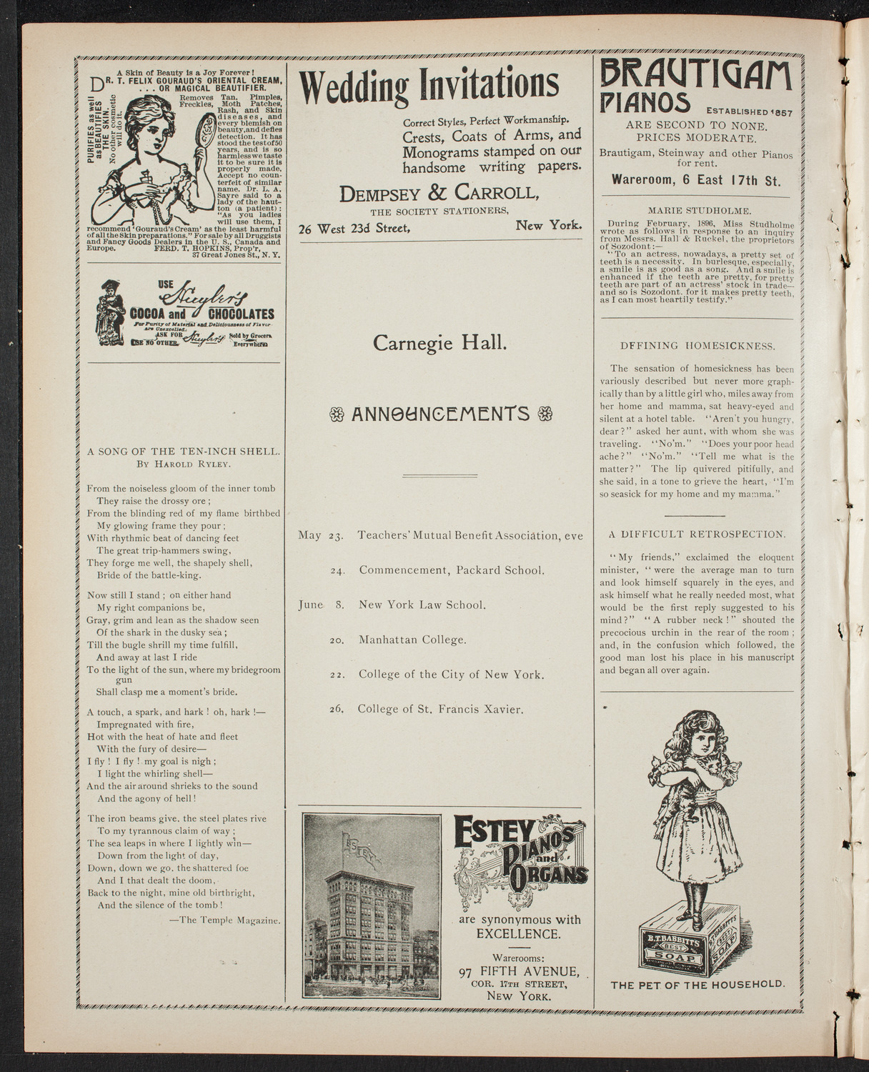 Emil Sauer, Piano, May 22, 1899, program page 2