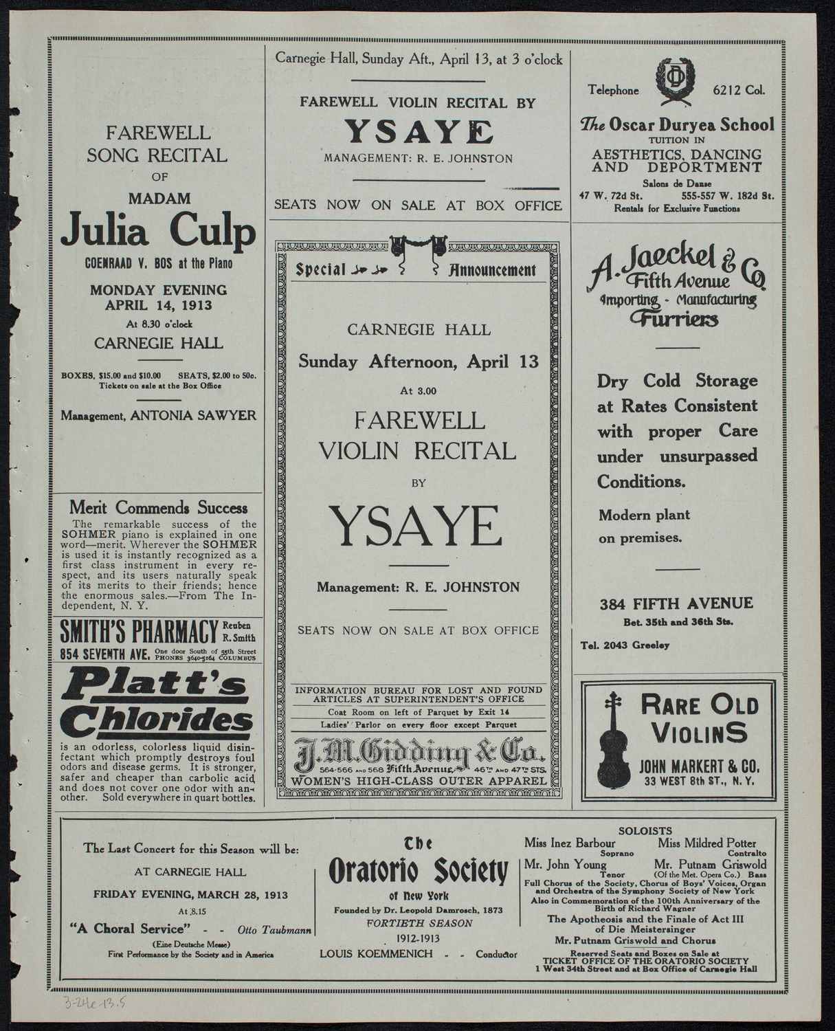 Jewish Philharmonic Society, March 24, 1913, program page 9