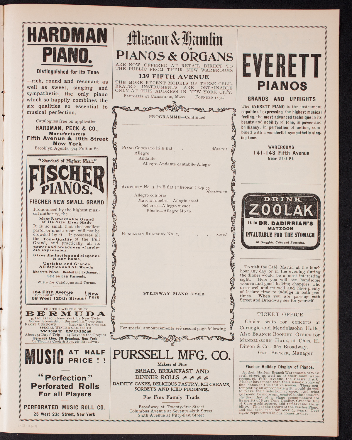 People's Symphony Concert, January 13, 1905, program page 7