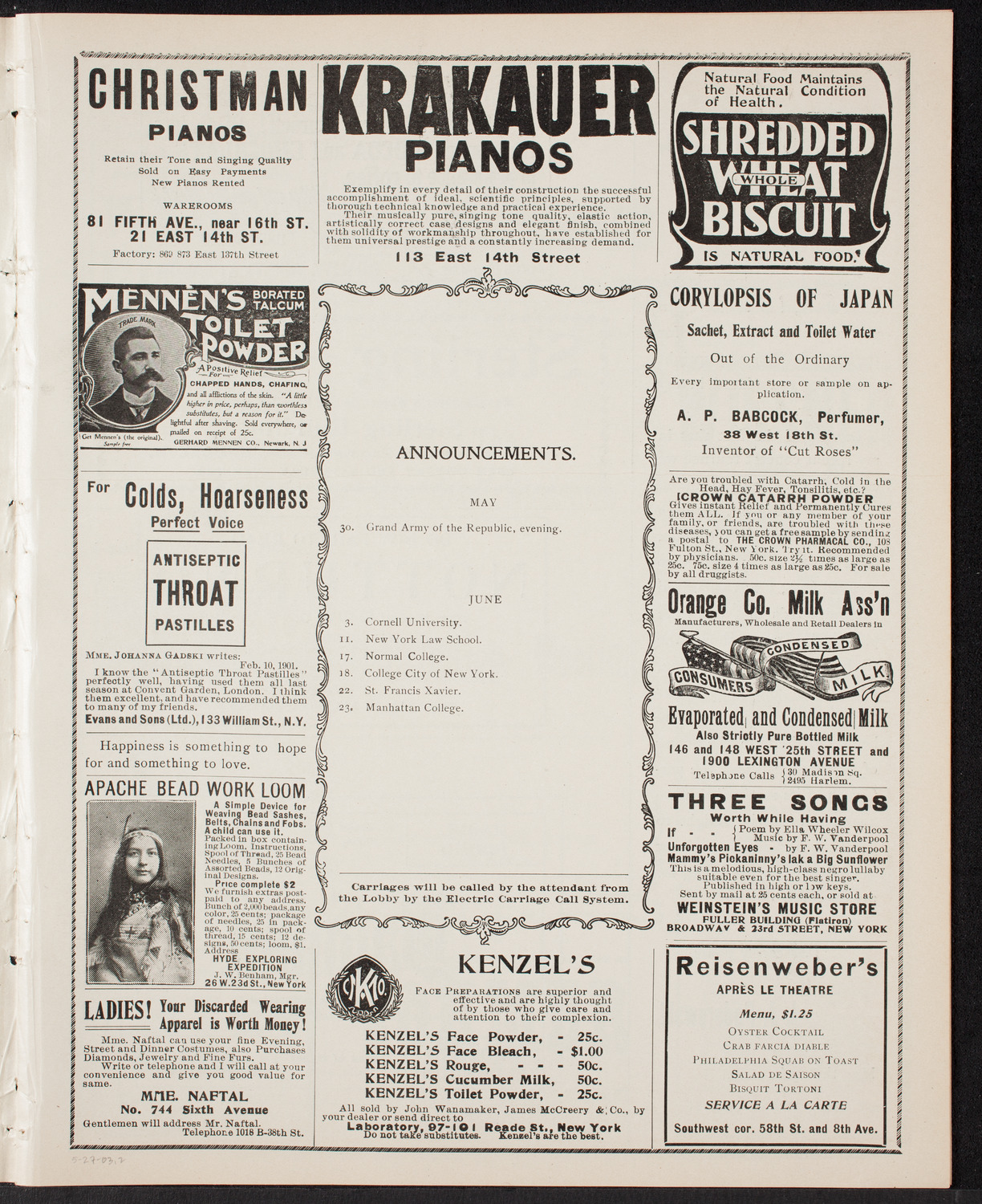 Meeting: Kischineff Massacre, May 27, 1903, program page 3