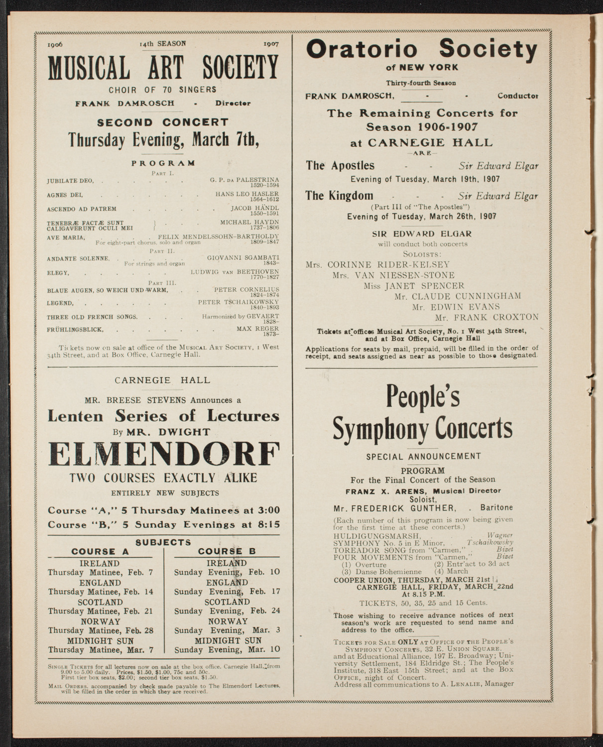 New York Banks' Glee Club, February 14, 1907, program page 10