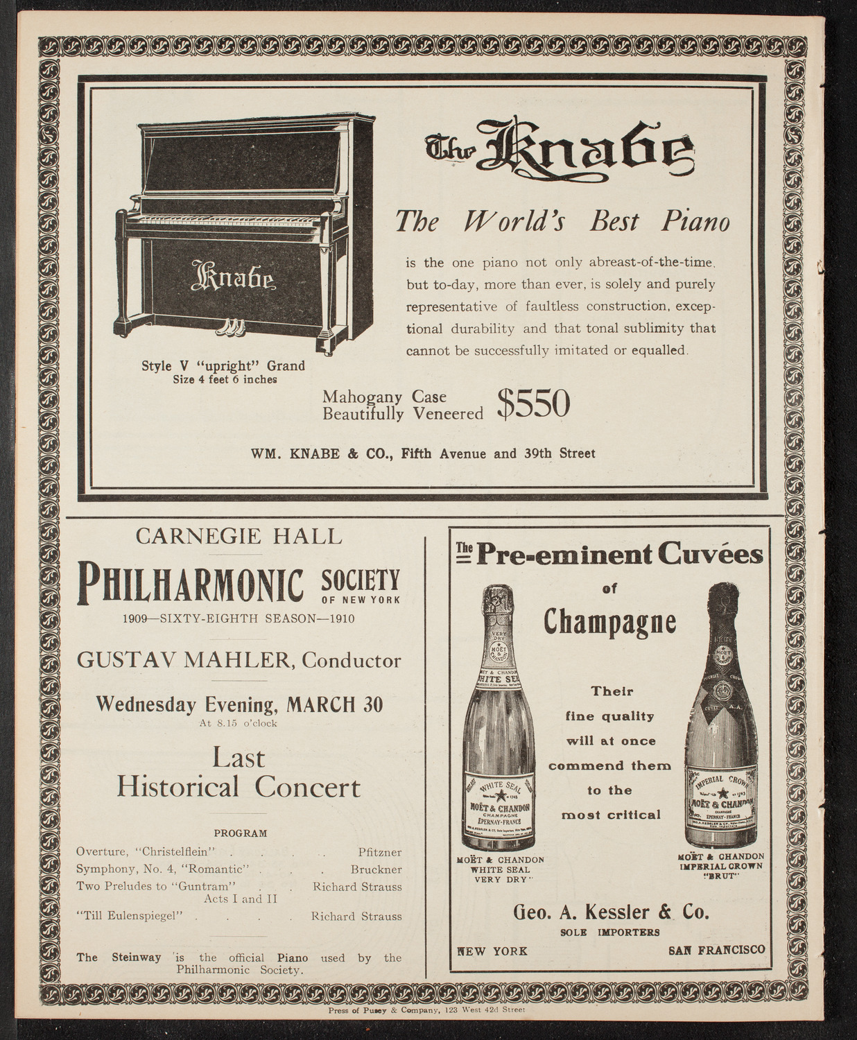 New York Philharmonic, March 27, 1910, program page 12