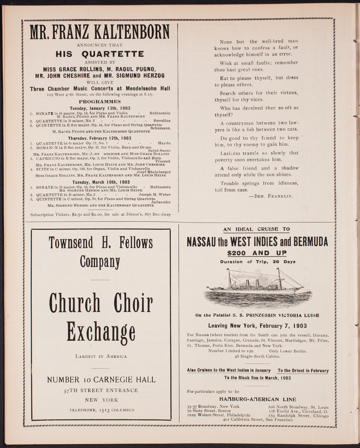 New York Philharmonic, December 20, 1902, program page 8