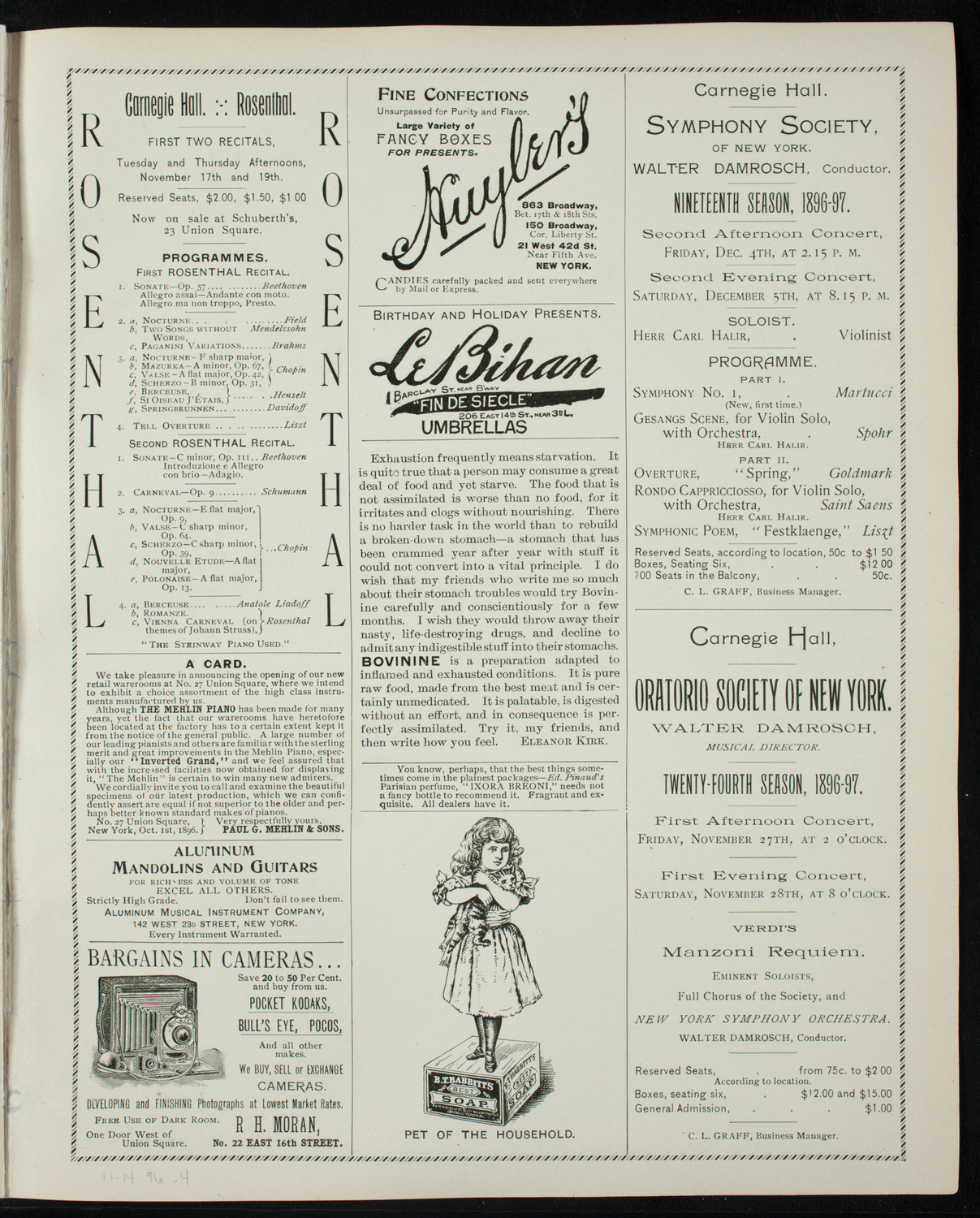 New York Philharmonic, November 14, 1896, program page 7