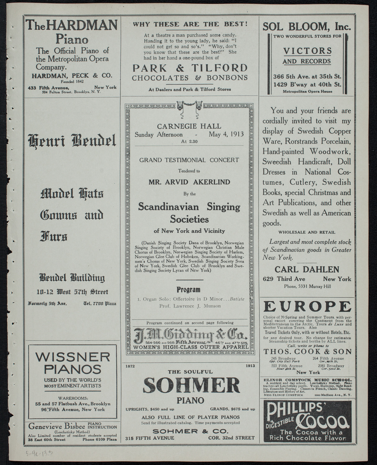 Scandinavian Singing Societies of New York and Vicinity, May 4, 1913, program page 5