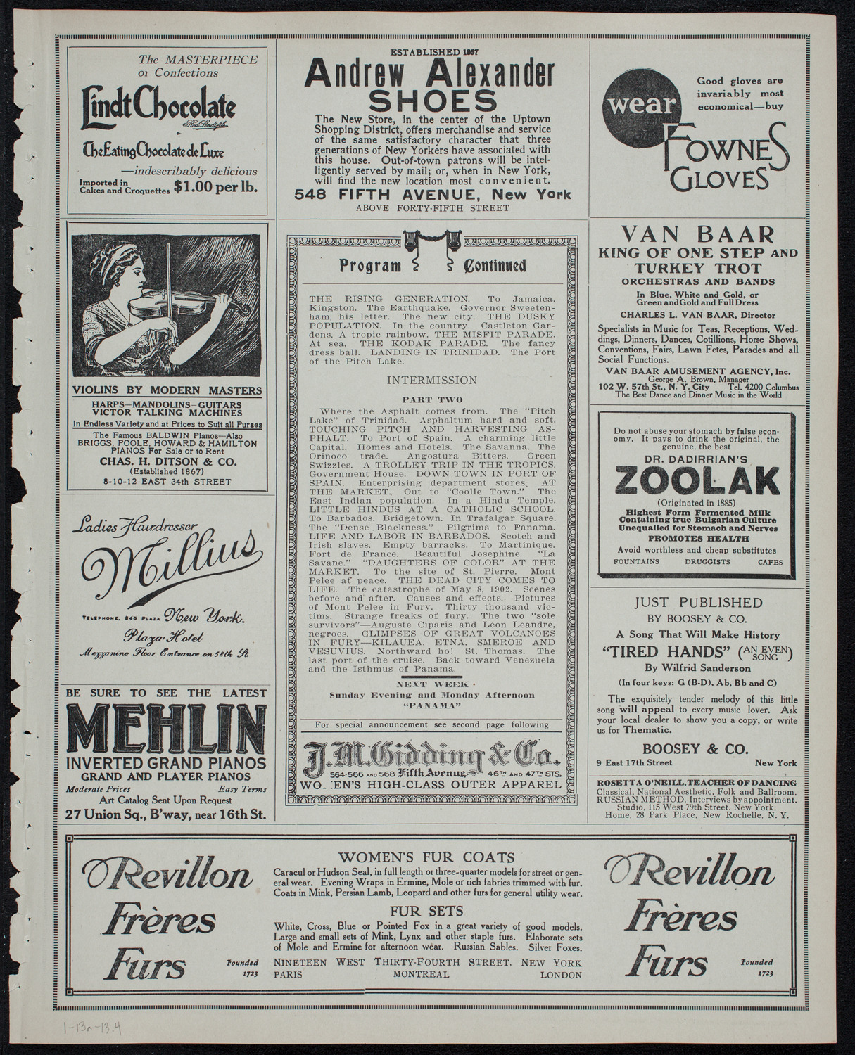 Burton Holmes Travelogue: The West Indies, January 13, 1913, program page 7