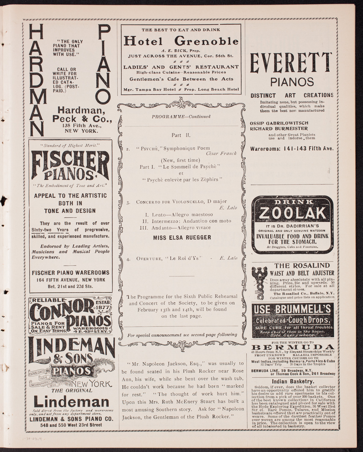 New York Philharmonic, January 30, 1903, program page 7