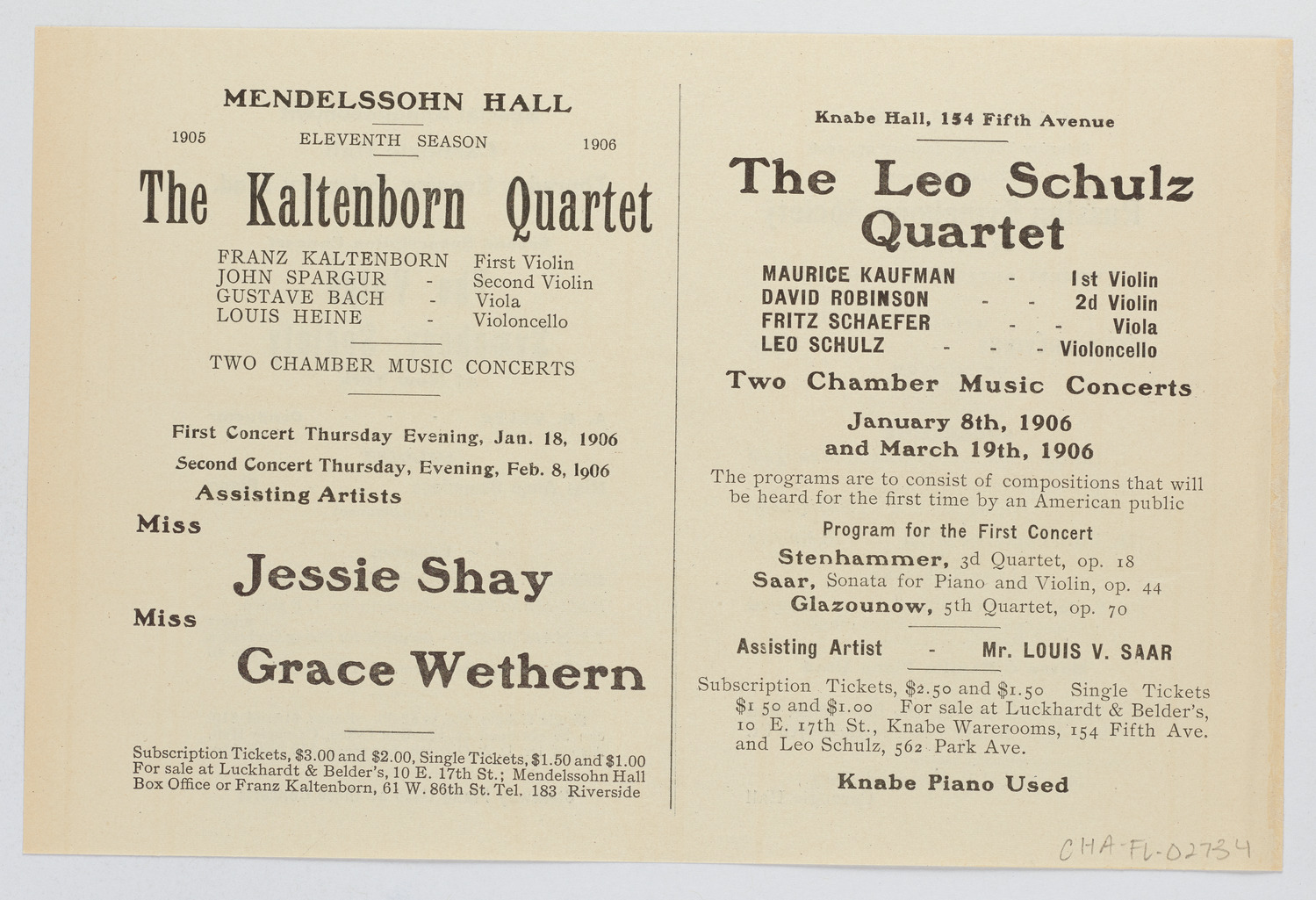 Russian Symphony Society of New York, January 27, 1906