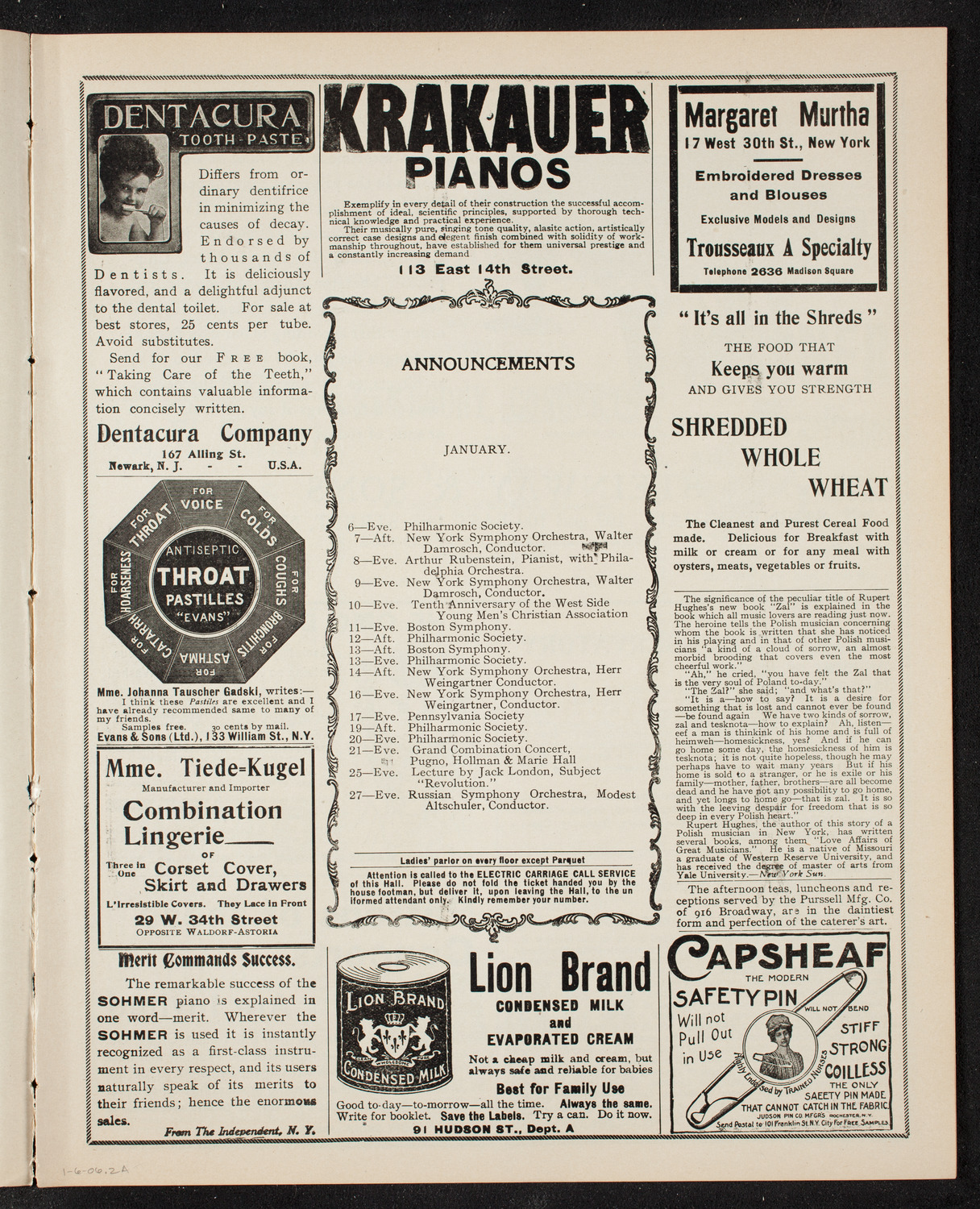 Symphony Concert for Young People, January 6, 1906, program page 3