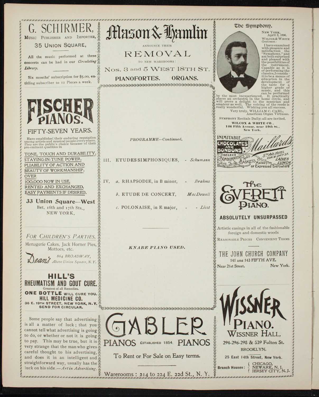 Teresa Carreño, Piano, April 24, 1897, program page 6