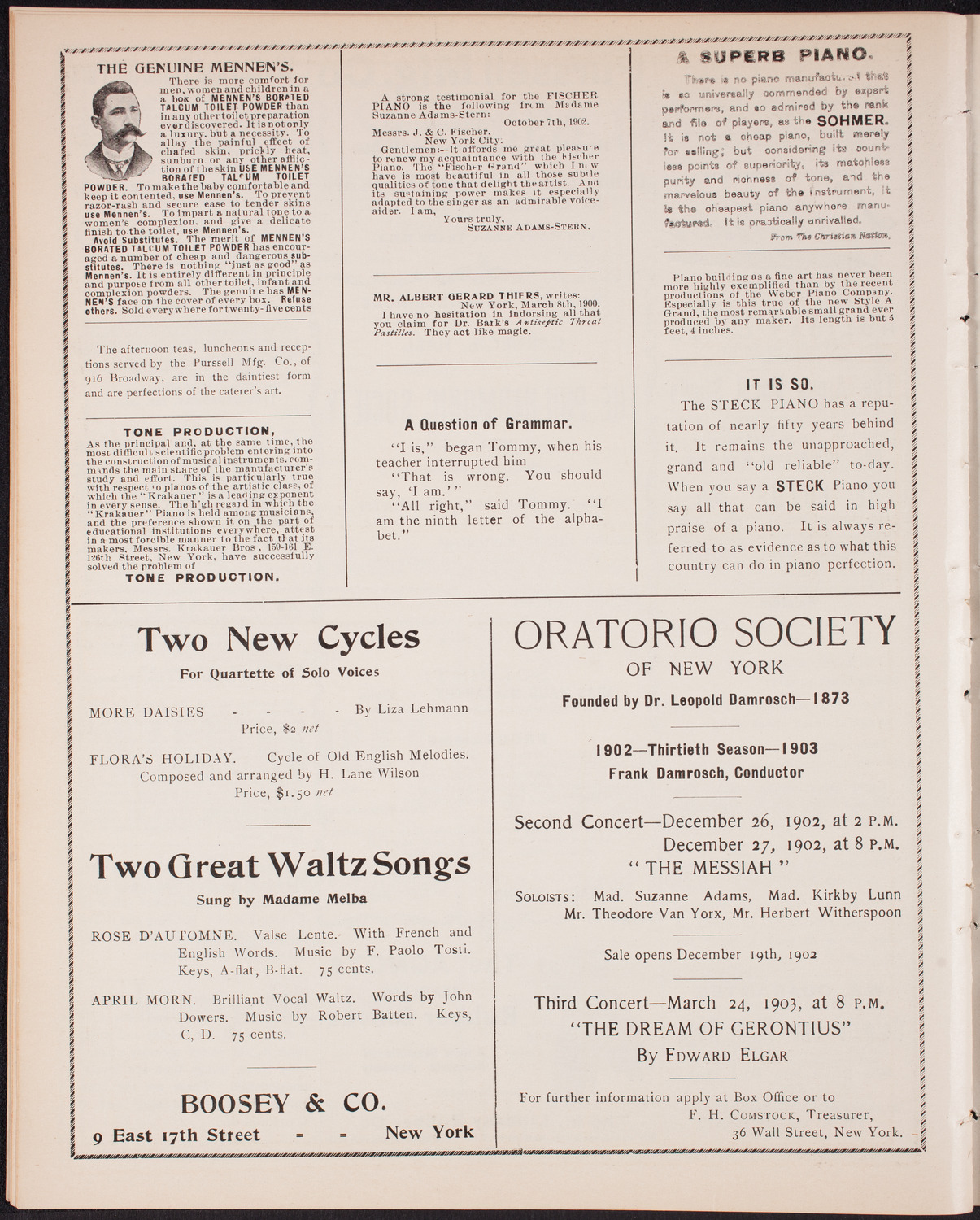 Jaroslav Kocian with Julie Geyer, November 26, 1902, program page 10
