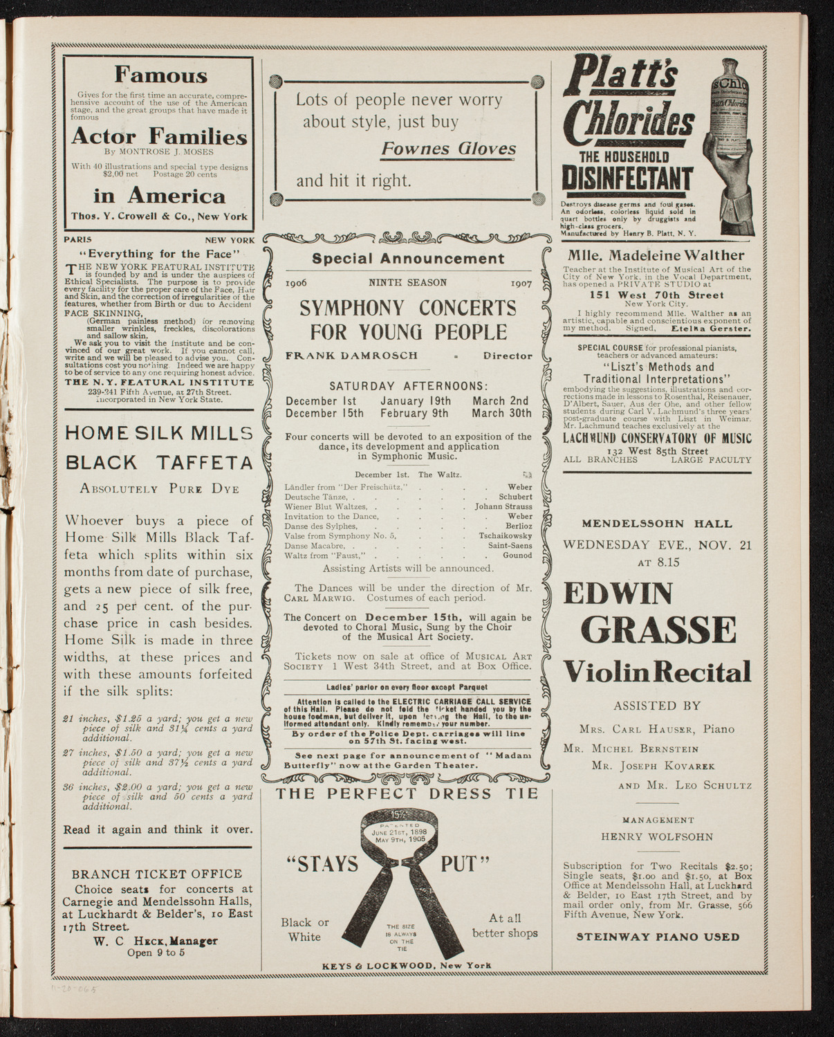 Marcella Sembrich, Soprano, November 20, 1906, program page 9