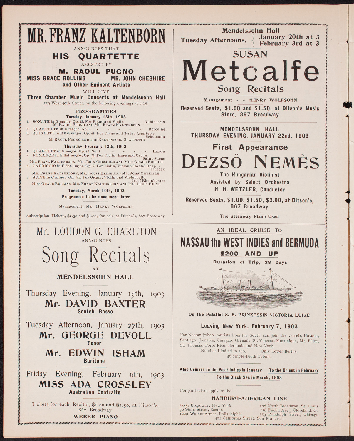 New York Philharmonic, January 9, 1903, program page 8