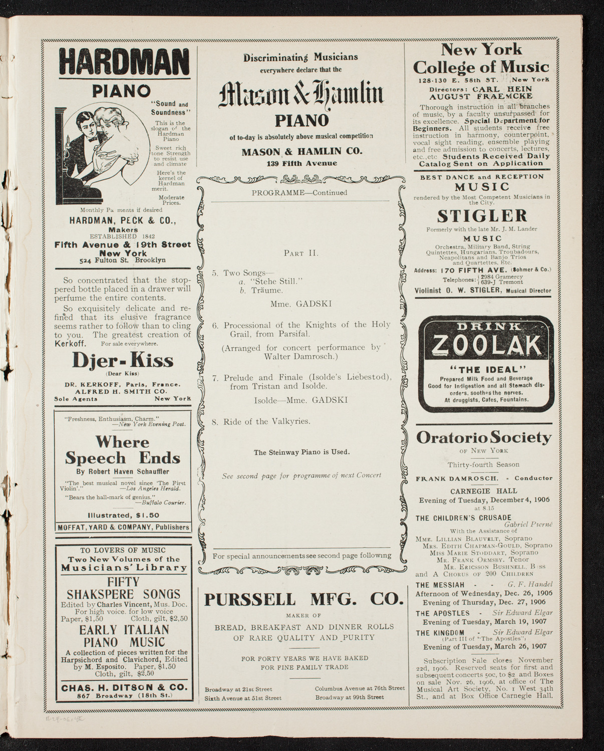 New York Symphony Orchestra, November 24, 1906, program page 7