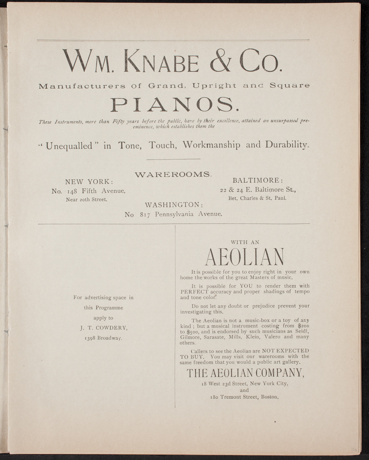 Urania Scientific Theatre, April 25, 1892, program page 3