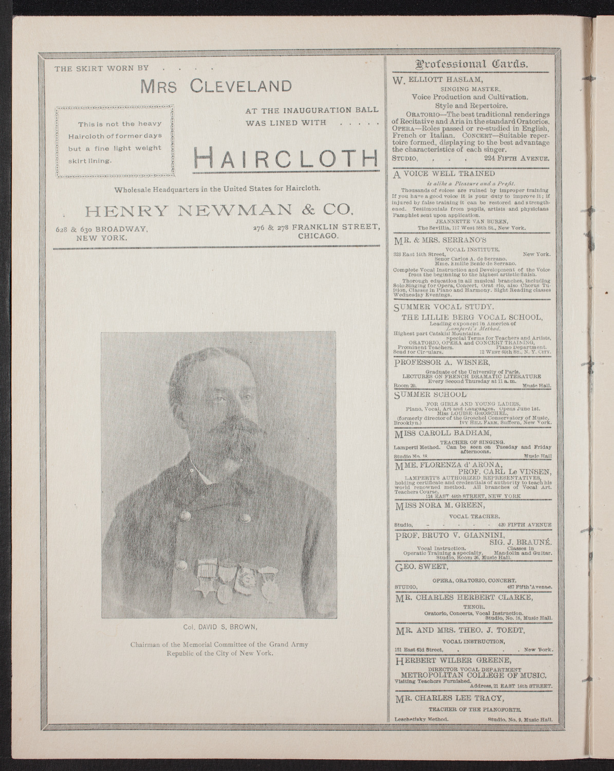 Memorial Excercises of the Grand Army of the Republic, May 30, 1893, program page 2