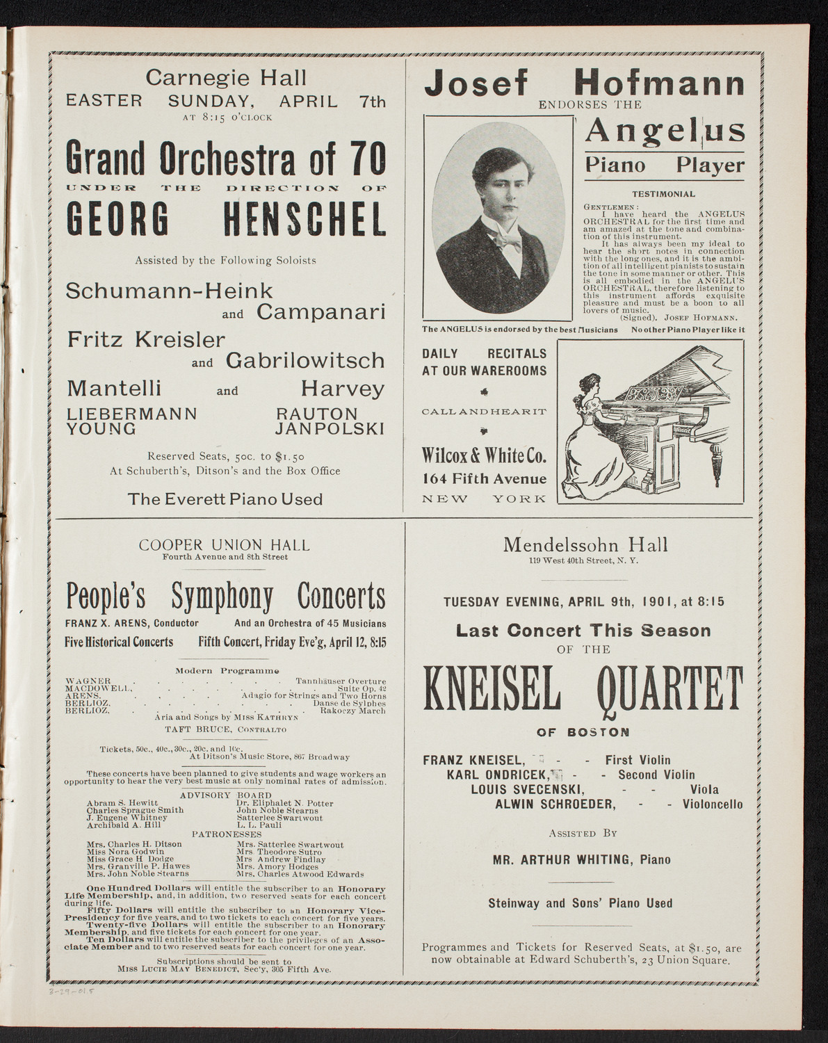 New York Philharmonic, March 29, 1901, program page 9