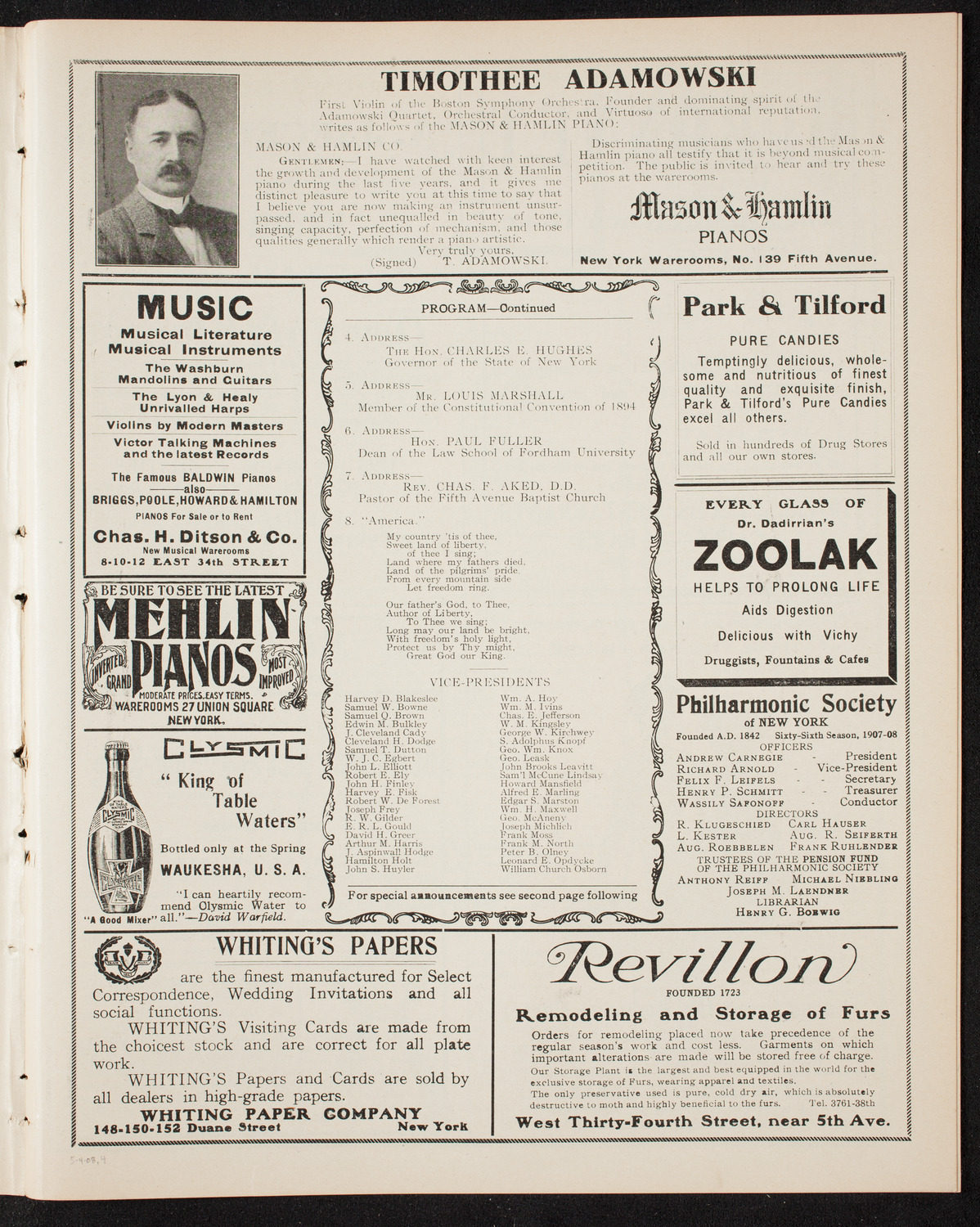 Rally to Enforce the Constitution, May 4, 1908, program page 7