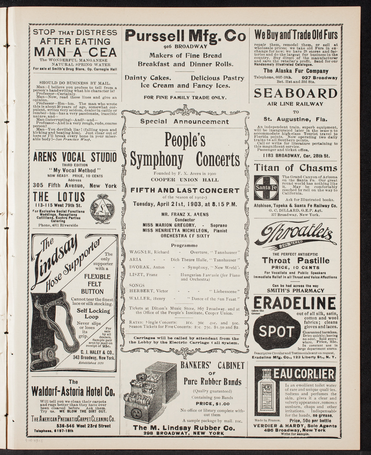 Benefit: St. Andrew's One-Cent Coffee and Meal Stands, April 18, 1903, program page 9