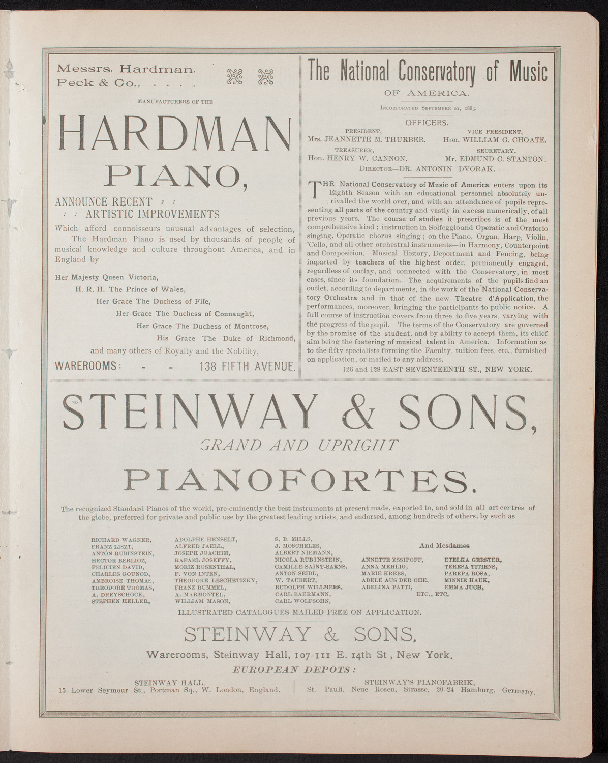 Metropolitan Musical Society, January 10, 1893, program page 7