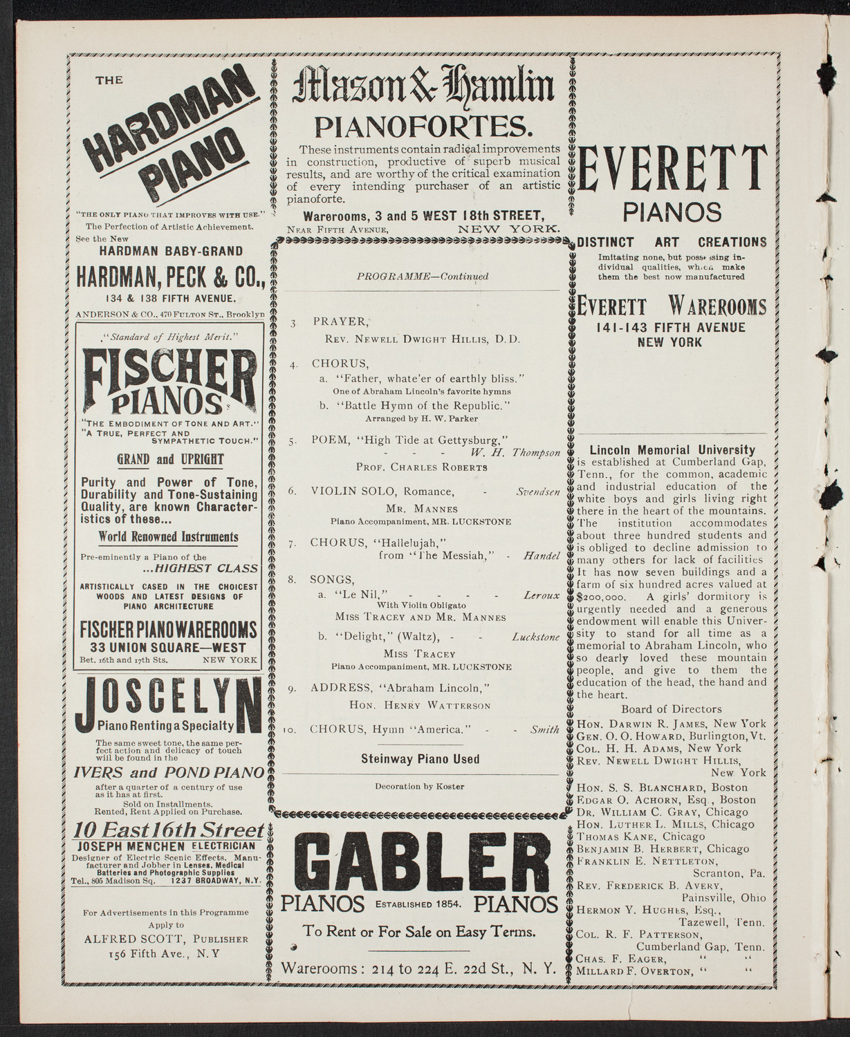 Benefit: Lincoln Memorial University, February 11, 1901, program page 6