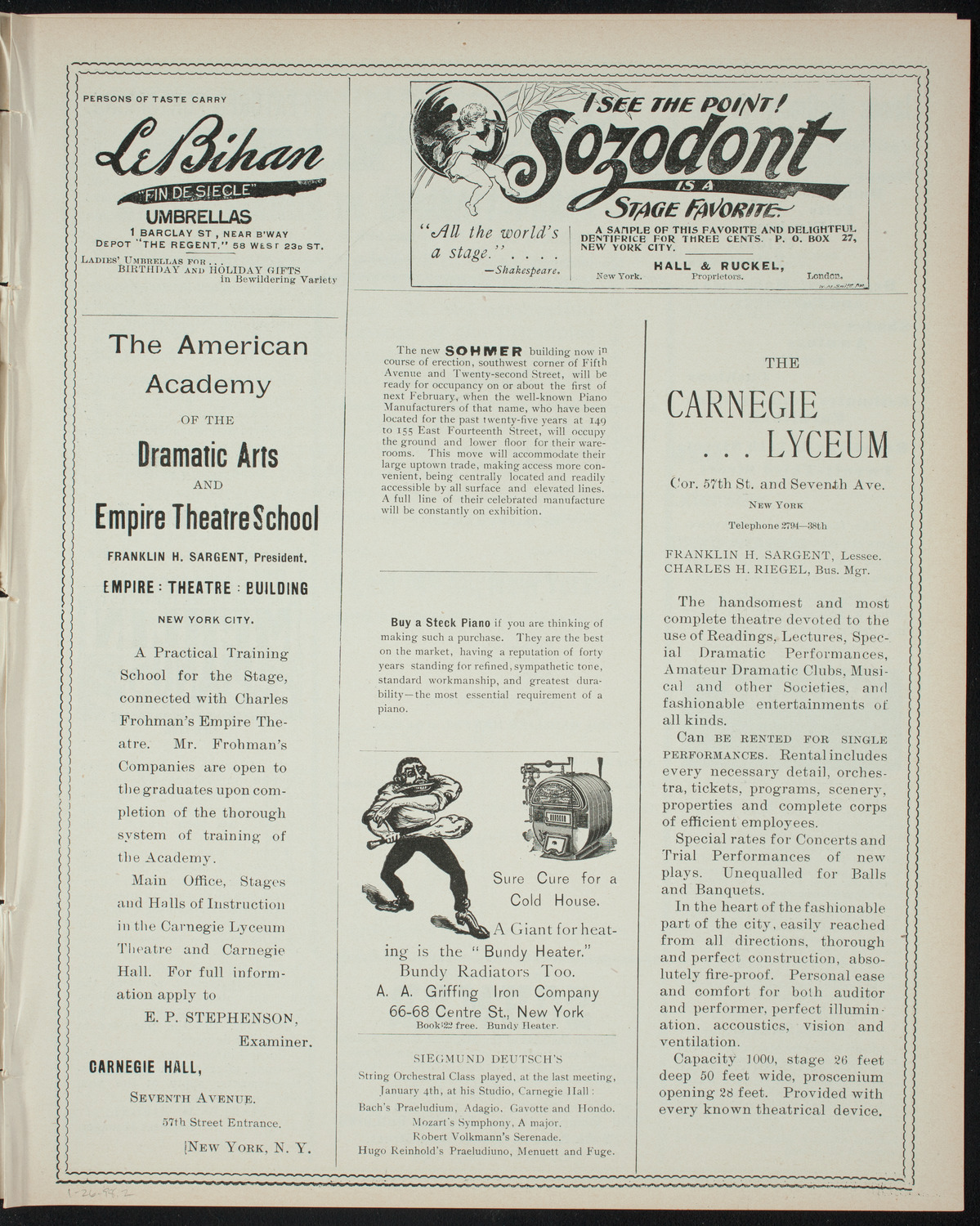 Powers-Mannes Wednesday Morning Musicale, January 26, 1898, program page 3