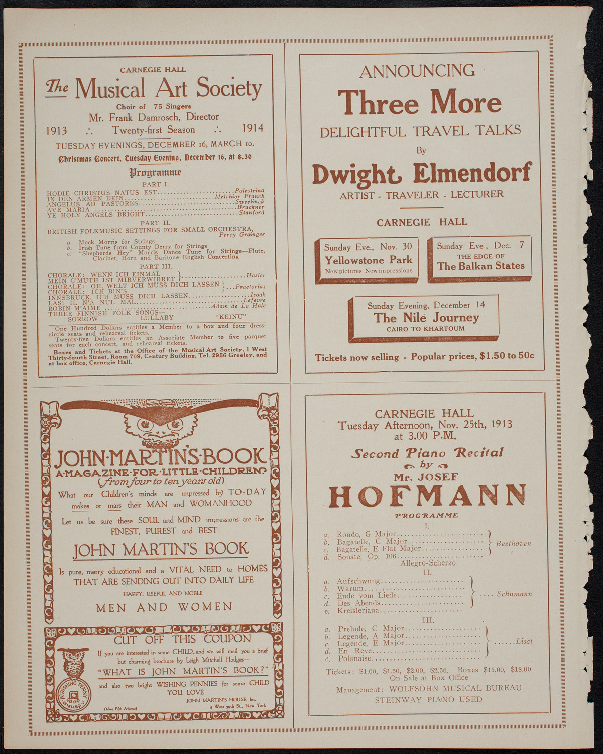 Teresa Carreño, Piano, November 4, 1913, program page 8