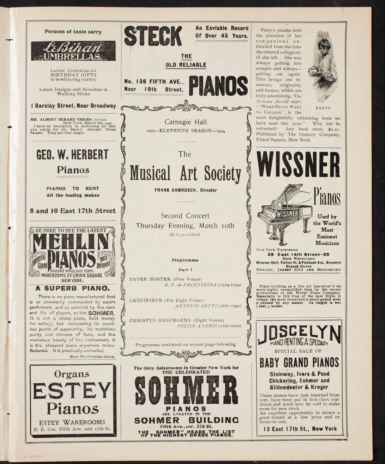 Musical Art Society of New York, March 10, 1904, program page 5