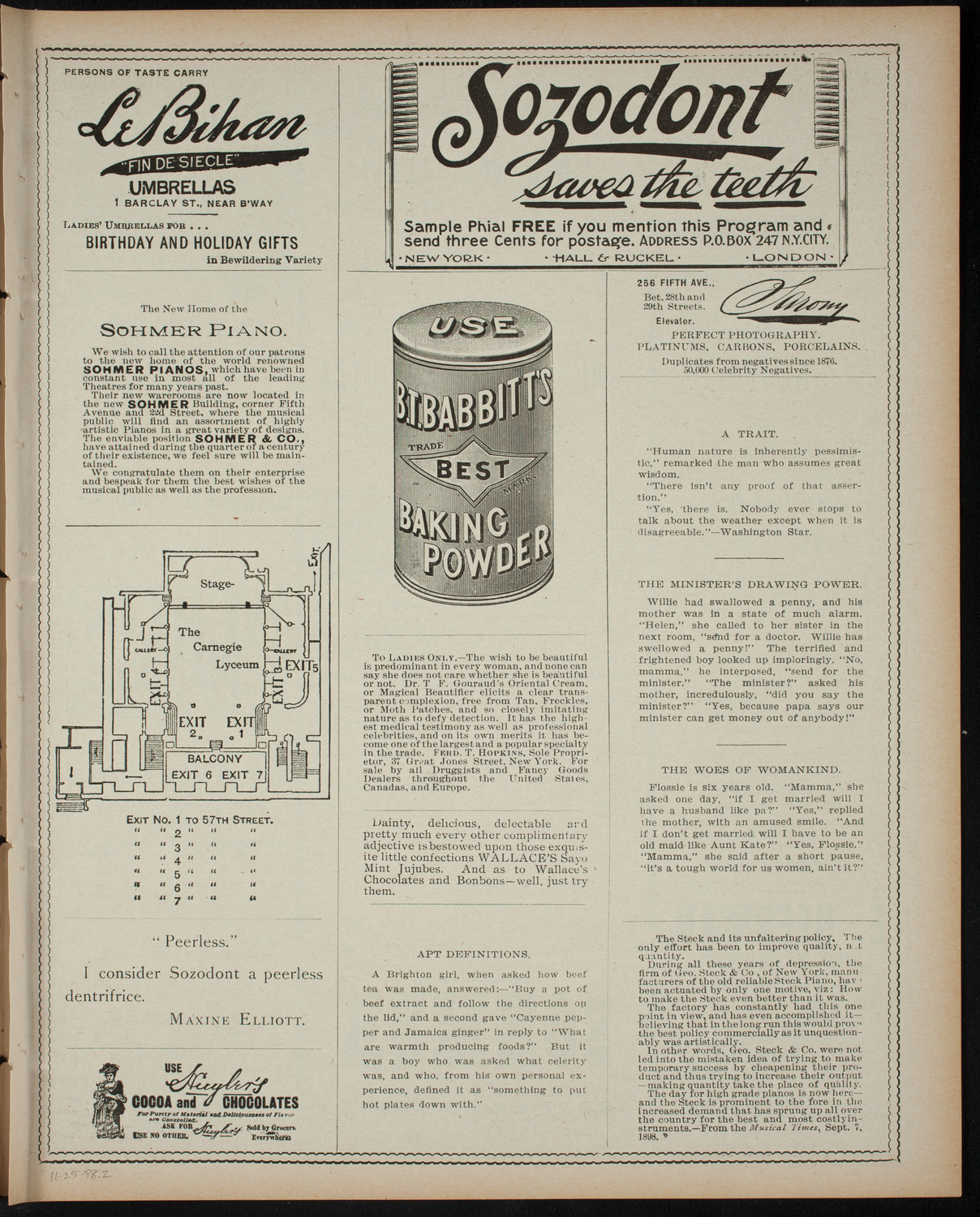 Shakespeare Recital: The Tempest, November 25, 1898, program page 3