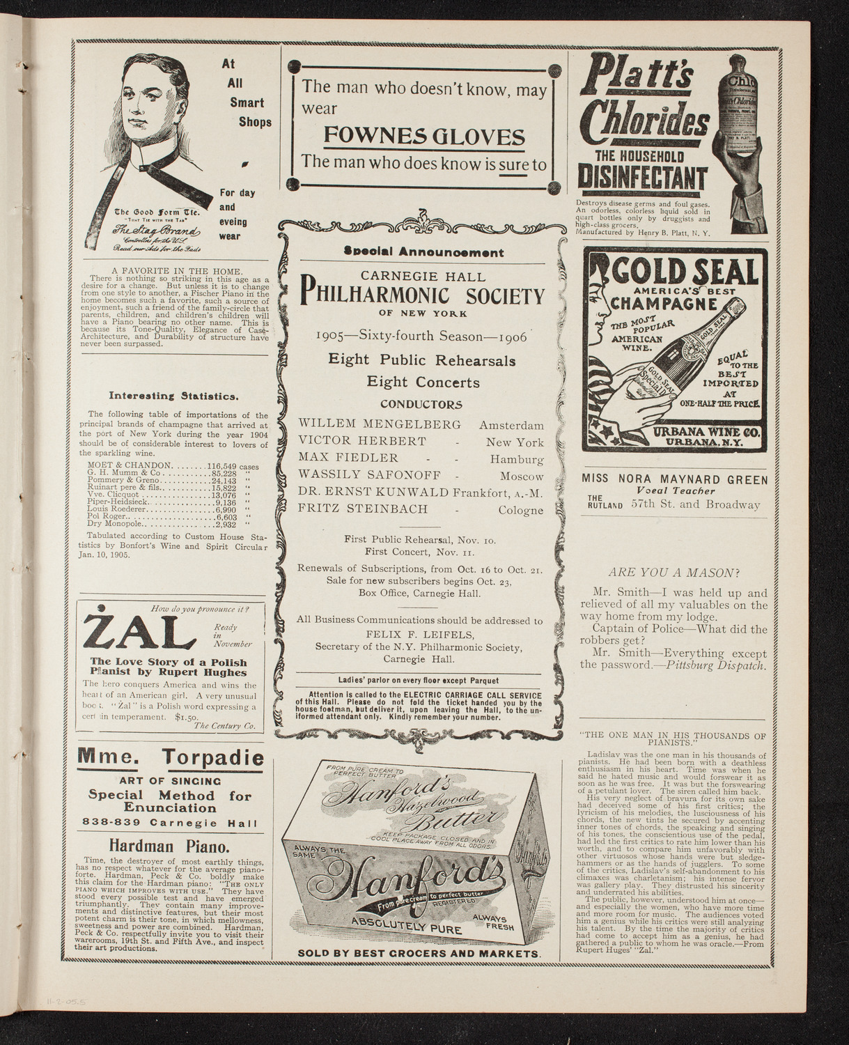 Minnie Coons with New York Symphony Orchestra, November 2, 1905, program page 9