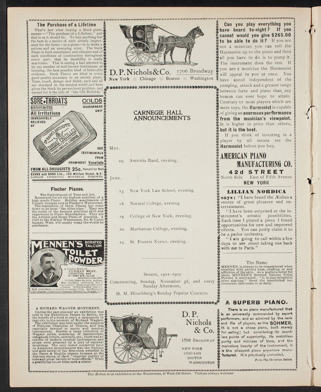 Amicitia Orchestral Club, May 10, 1901, program page 2