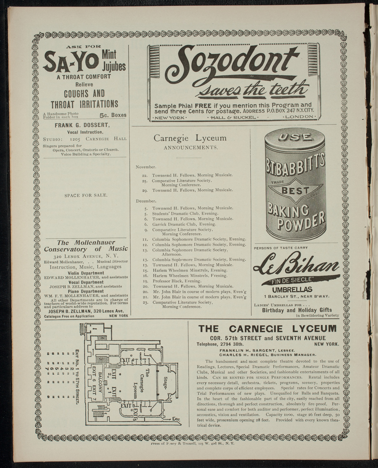 Mr. John Blair's Course of Modern Plays, November 15, 1899, program page 4