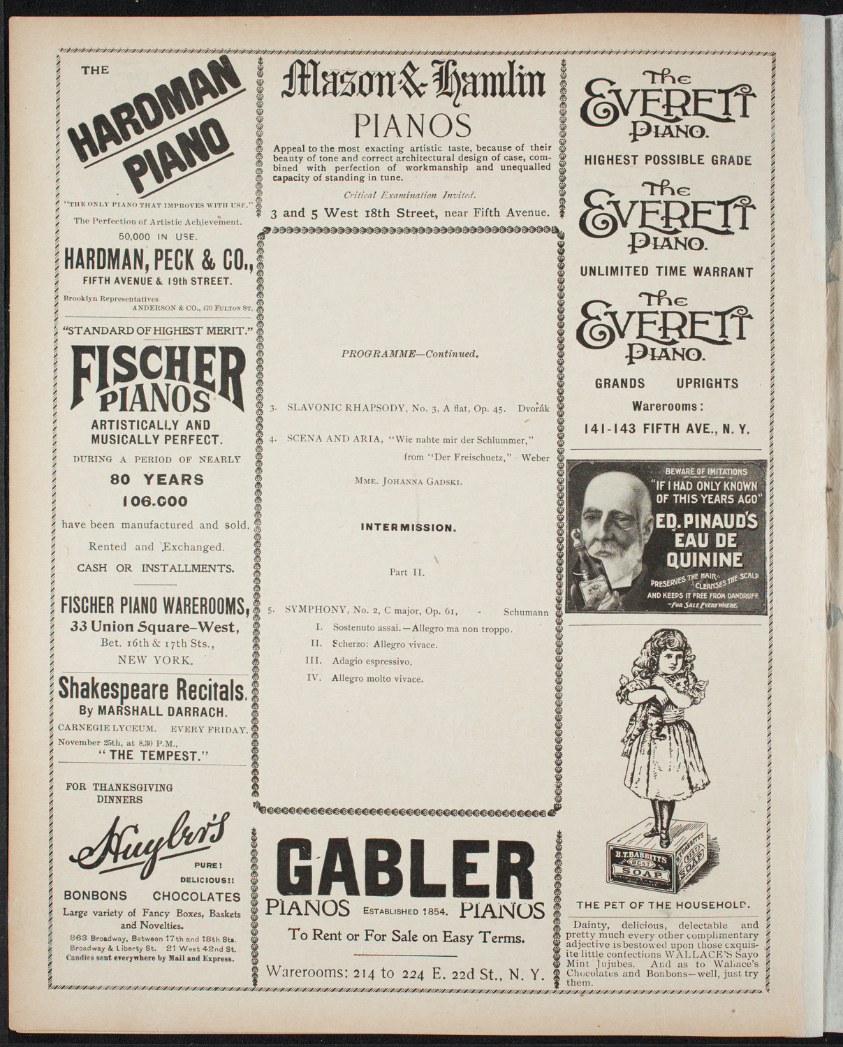 New York Philharmonic, November 25, 1898, program page 6