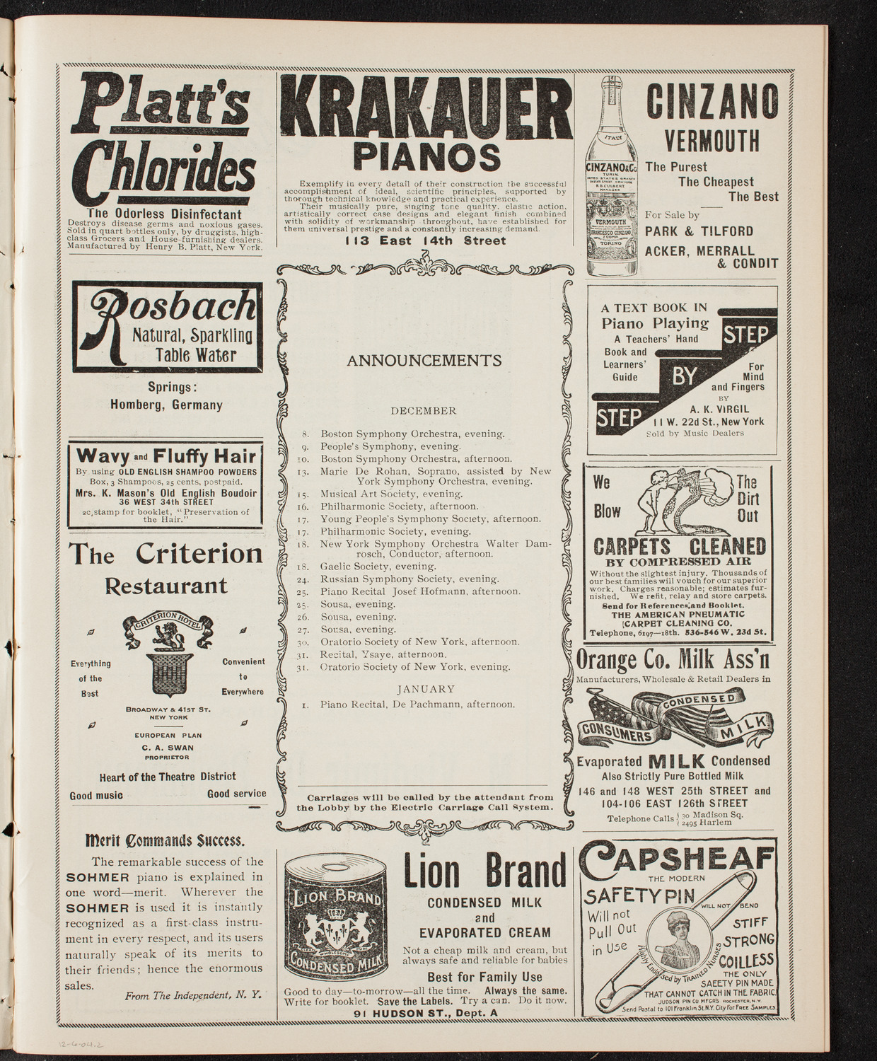 Vladimir de Pachmann, Piano, December 6, 1904, program page 3