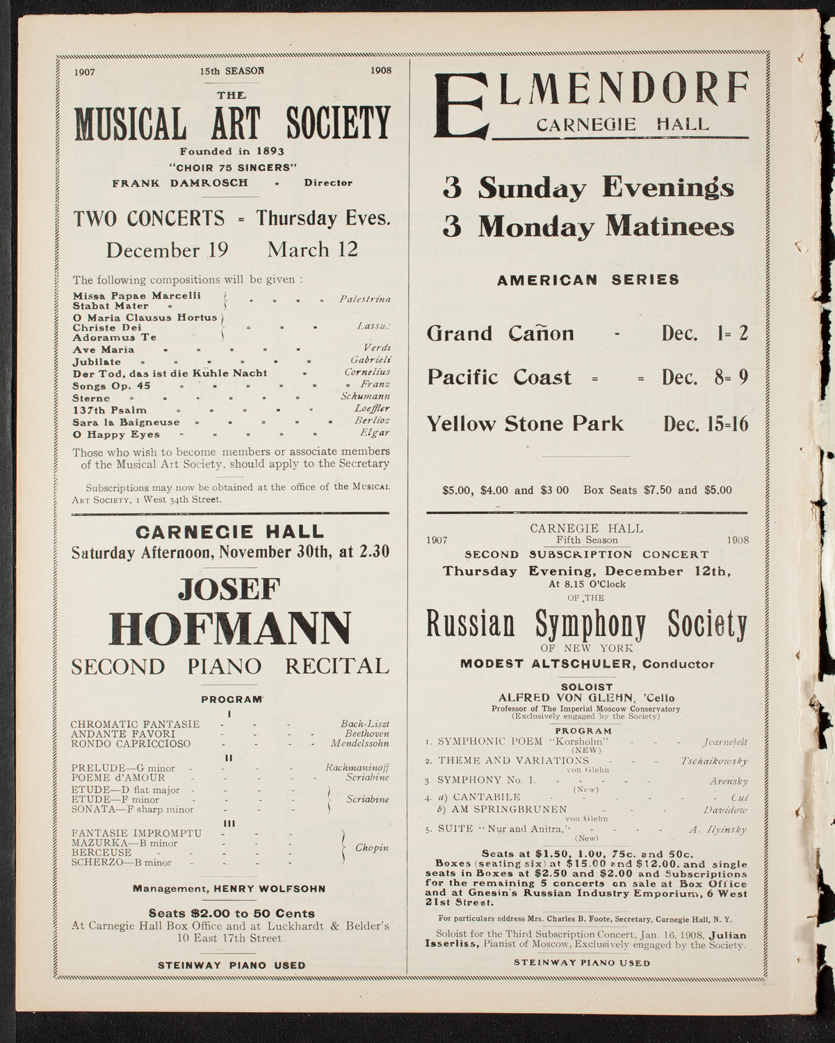 Benefit: German Hospital and Dispensary, November 27, 1907, program page 10