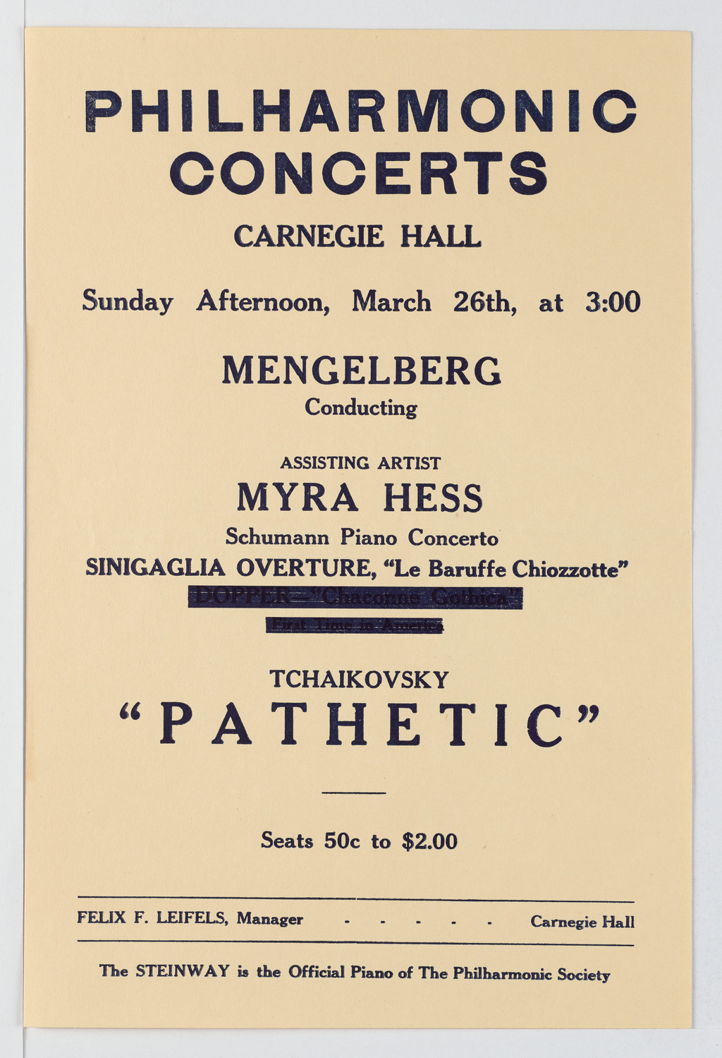 New York Philharmonic, March 26, 1922
