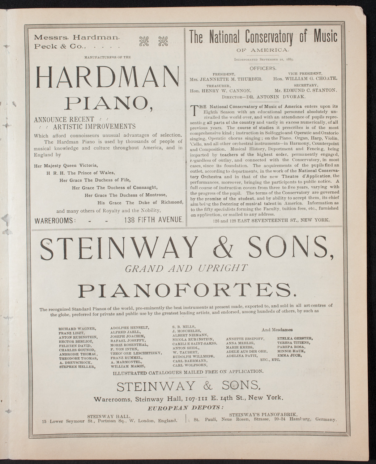 Damrosch Sunday Concert, December 11, 1892, program page 5