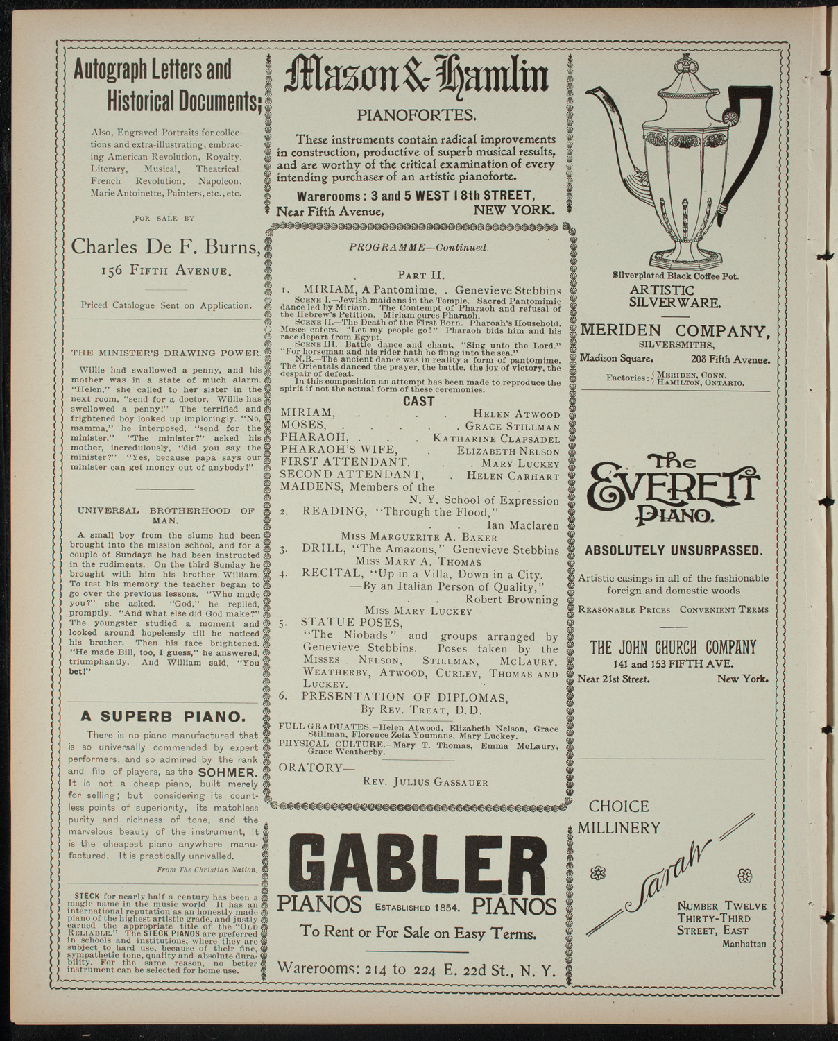 New York School of Expression Student Program and Graduation, May 16, 1899, program page 6