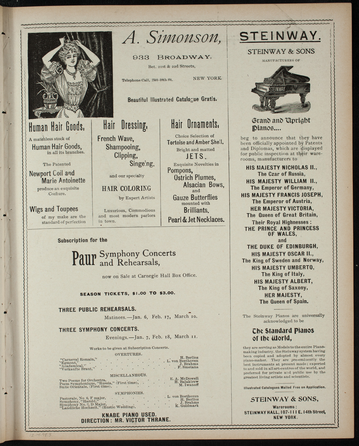 Amateur Comedy Club, December 14, 1898, program page 5